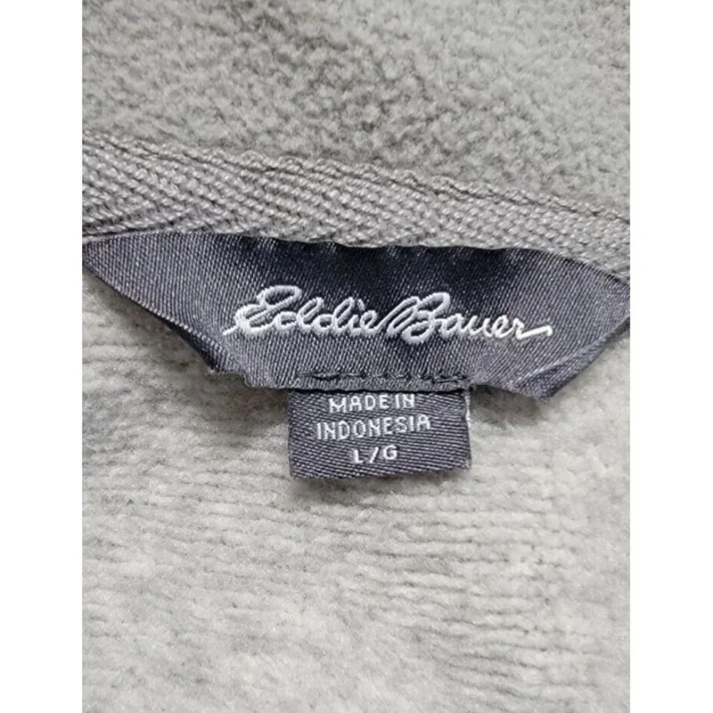 EDDIE BAUER Men’s Large Gray Fleece-Lined‎ Sweater Pullover 1/2 Zip Long Sleeve